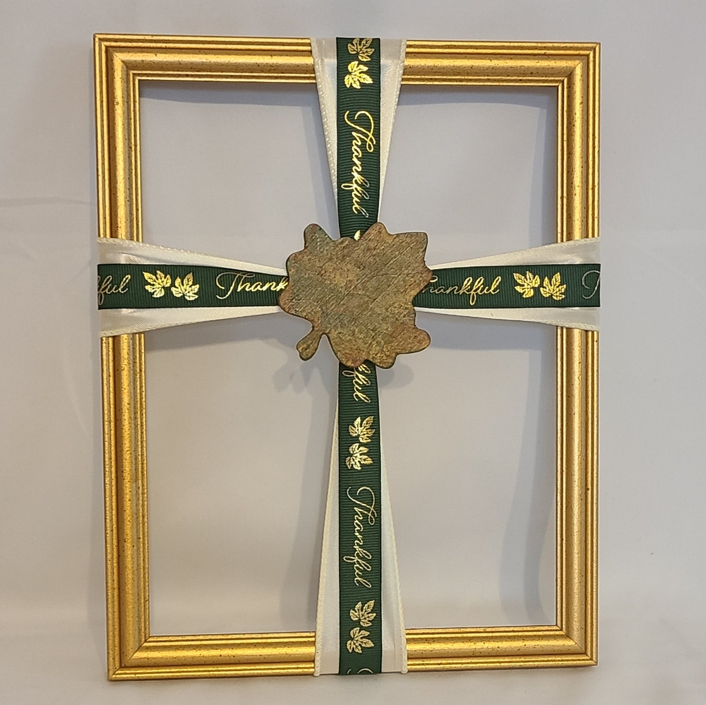Frame Cross Art Thankful Leaf Gold Frame Medium